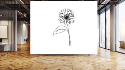 Continuous one line drawing of sunflower. Minimalist art. Vector illustration. Wall mural