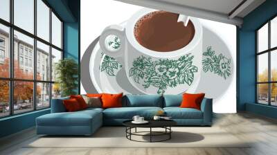 Vector Hand Drawn Illustration Kopitiam Hot Coffee Wall mural