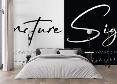 Signature Font Calligraphy Logotype Script Brush Font Type Font lettering handwritten Wall mural