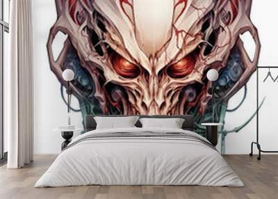 Jersey Devil head lowbrow surrealist illustration Wall mural