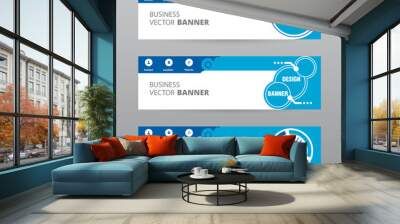 Vector abstract design blue background texture banner template. Wall mural