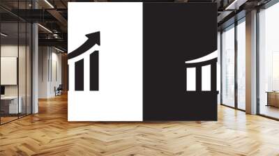 Flat icon of Growth graph vector. Business chart. Financial rise up. Increase profit. Economic graphic growth arrow rising. Chart i icon in black and white background.  Wall mural