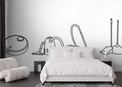 Vacuum cleaner Outline vector illustration on white background . Set icon vacuum cleaner for cleaning .Outline vector icon for cleaning carpet. Wall mural