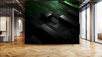 black with green accents minimalist background Wall mural