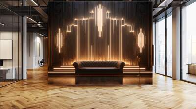 Living room Art Deco inspired lighting fixtures Wall mural