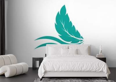 Mint leaves flat vector color icon Wall mural