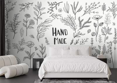 set plants hand made, hand-drawn vector Wall mural