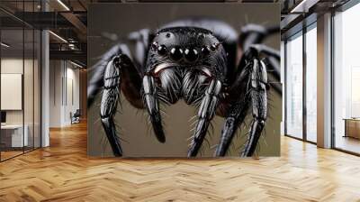 A beautiful Black  Spider macro closeup photograph Wall mural