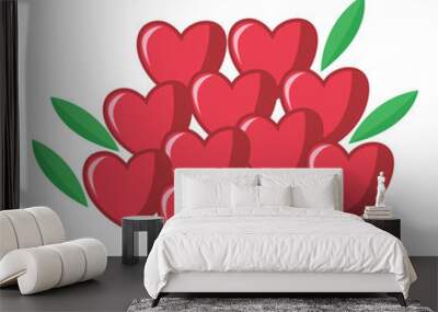 red flower heart with leaf Wall mural