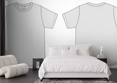 t shirt template mock up front and back views Wall mural