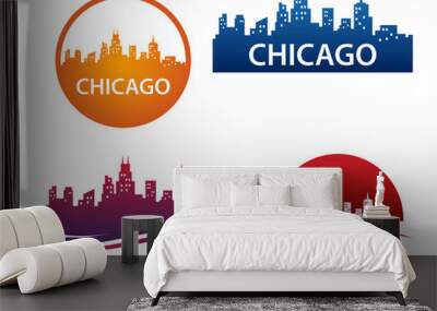 Chicago City Skyline Logo Template Wall mural