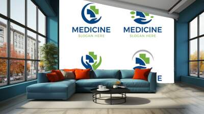 medical pharmacy logo, health care logo design vector. health logo collection Wall mural