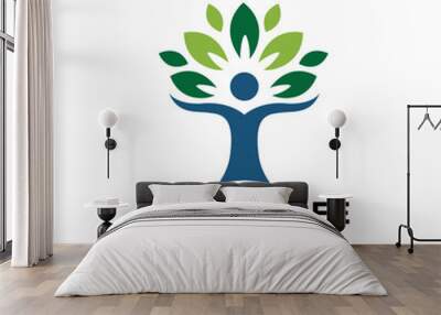 people tree logo design vector illustration Wall mural