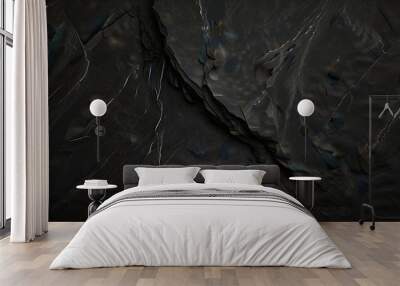 Black or dark gray rough, grainy stone texture background. Wall mural