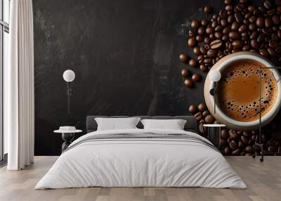 Coffee Cup With Beans Background Wall mural