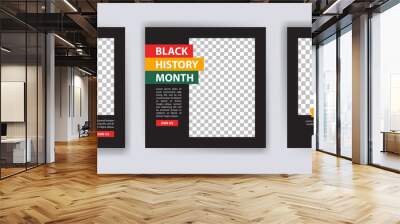 Collection of black history month social media posts. Celebrating black history month. Wall mural