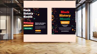 Collection of black history month social media posts. Celebrating black history month. Wall mural