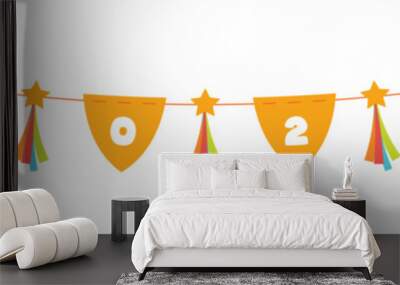 New year 2024 flag decorations are used to decorate cards, posters, web decorations and products during the new year 2024 Wall mural