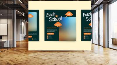 Social media post template for back to school and school admissions. Vector banner for educational advertisement. Wall mural