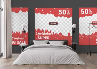 Social media post templates for digital marketing and sales promotion on christmas and new year. fashion advertising. Offer social media banners. vector photo frame mockup illustration Wall mural