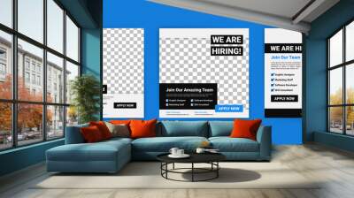 We're hiring. Job offer leaflet template. Job vacancy flyer poster template design. Wall mural