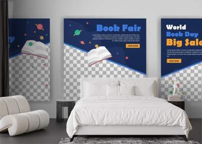 World Book Day. World book day big sale poster and banner template. Banners vector for social media ads, web ads, business messages, discount flyers and big sale banner. Wall mural