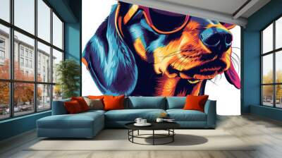 Cool Dachshund in Sunglasses. Wall mural