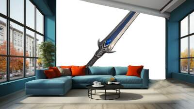 Intricately designed silver sword with blue gemstones and sharp, elegant blade Wall mural