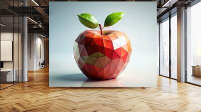 Abstract geometric apple with a leaf , geometric, abstract, apple, leaf, design, minimalistic, modern, shape, organic, fruit Wall mural