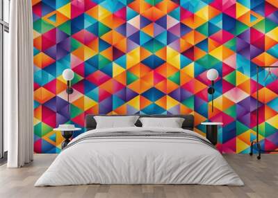 Abstract geometric pattern background with vibrant colors and shapes, geometric, abstract, pattern, background, design Wall mural