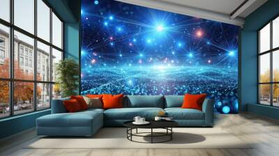 Abstract glowing particles in futuristic background, abstract, glowing, particles, futuristic, background, technology Wall mural