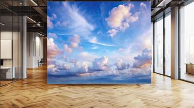 Aesthetic oil paint of angelic overcast blue sky with clouds, aesthetic, oil paint,angelic, overcast, blue sky, clouds Wall mural