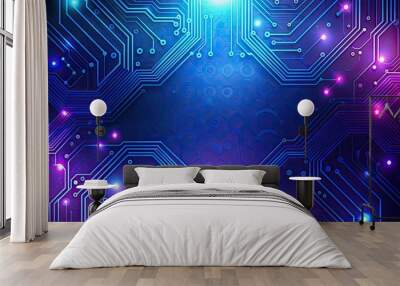 Blue and purple technology background circuit, blue, purple, technology, background, circuit, abstract, futuristic Wall mural