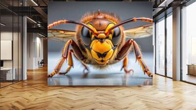 Close-up of a European hornet in a studio setting, European, hornet, insect, nature, wildlife, close-up, studio, background Wall mural