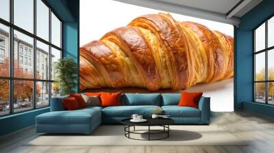 Crunchy flat croissant isolated on background, croissant, flat, crispy, crunchy, baked, pastry, French, delicious, flaky Wall mural