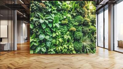 Detail of a lush green vegetable wall with texture, illuminated by natural daylight , green, vegetable, wall, texture, lush Wall mural