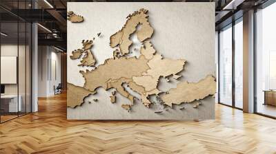 Europe map paper texture cut out on background, Europe, map, paper, texture, cut out,background, geography, continent, countries Wall mural