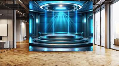 Futuristic technology background with an empty power podium stage , technology, innovation, futuristic, render Wall mural