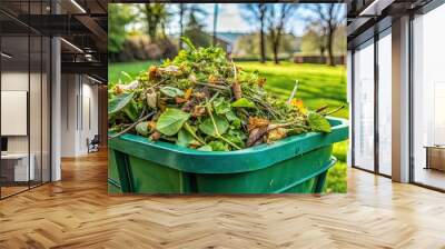 Green garden waste in bin during spring garden cleaning, spring, garden, waste, green, bin, cleaning, compost, recycle Wall mural