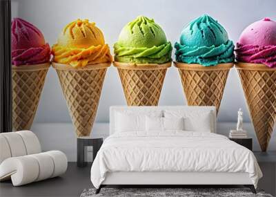 High-key photograph of elegantly presented ice cream cones Wall mural