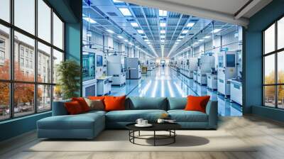 Inside view of a high-tech microchip manufacturing facility, technology, semiconductor, factory Wall mural