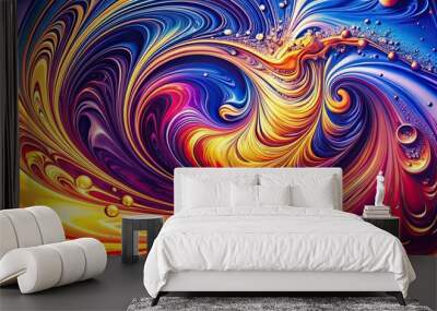 Mesmerizing vibrant abstract liquid art with colorful swirls and dynamic fluid patterns , swirls, colorful, vibrant, abstract Wall mural