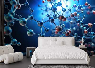 molecules on dark background, representing molecular structure , molecules,molecular, structure, science, chemistry Wall mural