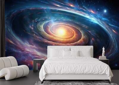 Peculiar galaxy with twisted and distorted shapes, galaxy, unusual, shapes, stars, space, cosmic, astronomy Wall mural