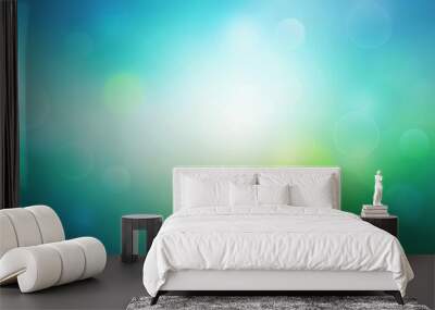 Soft abstract background with blurred gradient of green, cyan, and blue colors , Green, cyan, blue, colors Wall mural