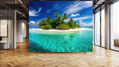 Tropical island with white sandy beaches and crystal clear blue waters, paradise, exotic, getaway, vacation Wall mural