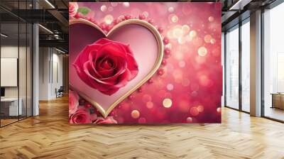 Valentine's day heart rose flower background, Valentine's day, love, romance, heart, roses, flowers, red, celebration Wall mural