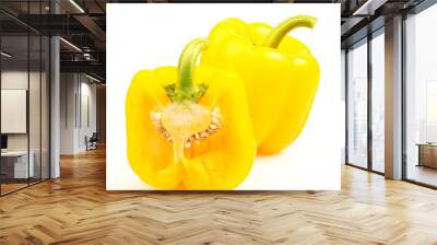 Isolated pepper. One yellow bell pepper isolated on white background Wall mural