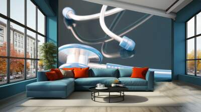 Medical concept. Stethoscope on the black background. Wall mural