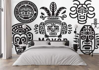 Mayan Elements Icons Set Wall mural